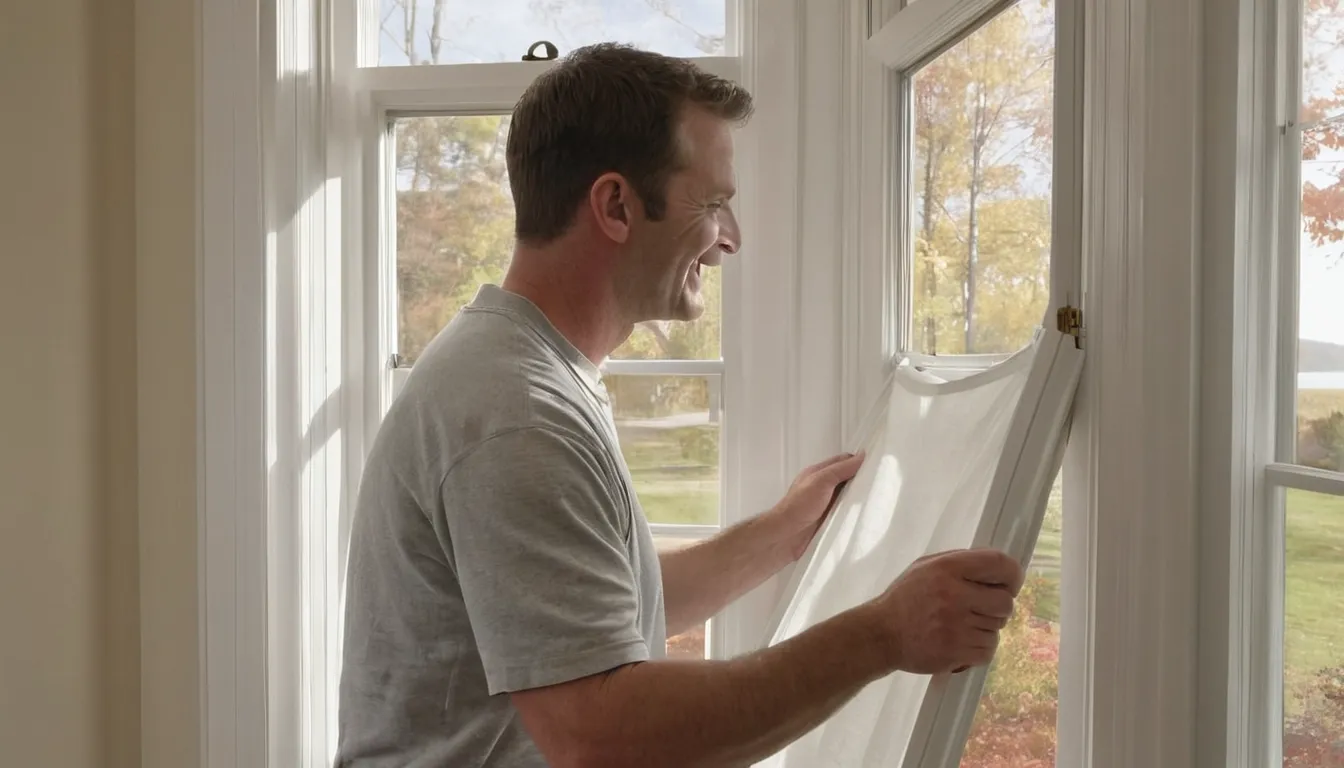 A local provider carefully fitting a new window into a home in Trenton while a homeowner looks on